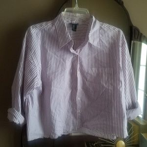 Cropped Boxy Raw Hem Button Up